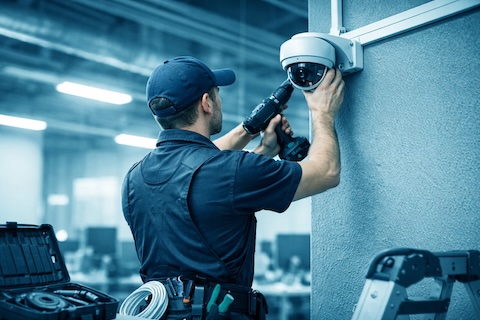 Монтаж системы видеонаблюдения — прокладка кабелей и установка камер